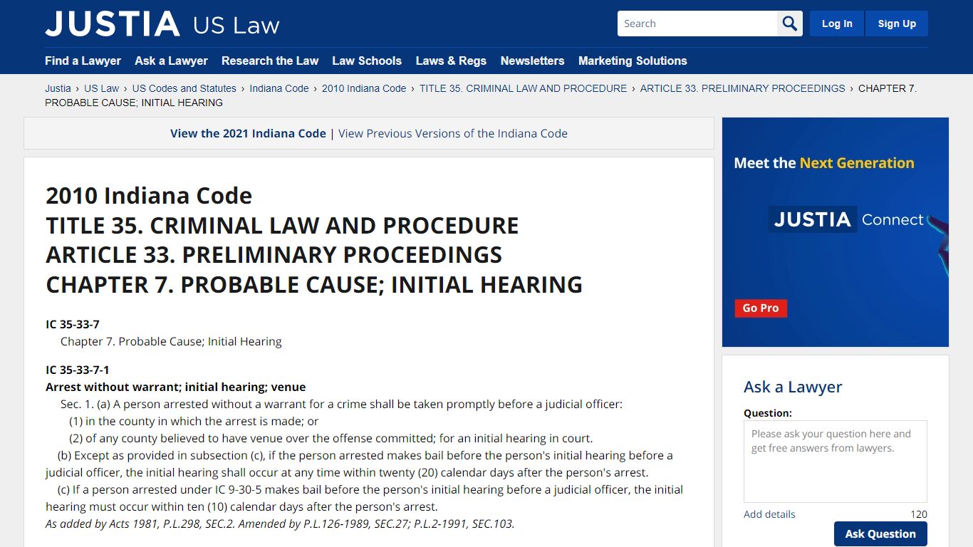 CHAPTER 7. PROBABLE CAUSE; INITIAL HEARING - Justia Law