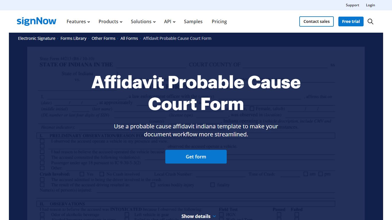 Probable Cause Affidavit Indiana - Fill Out and Sign Printable PDF ...